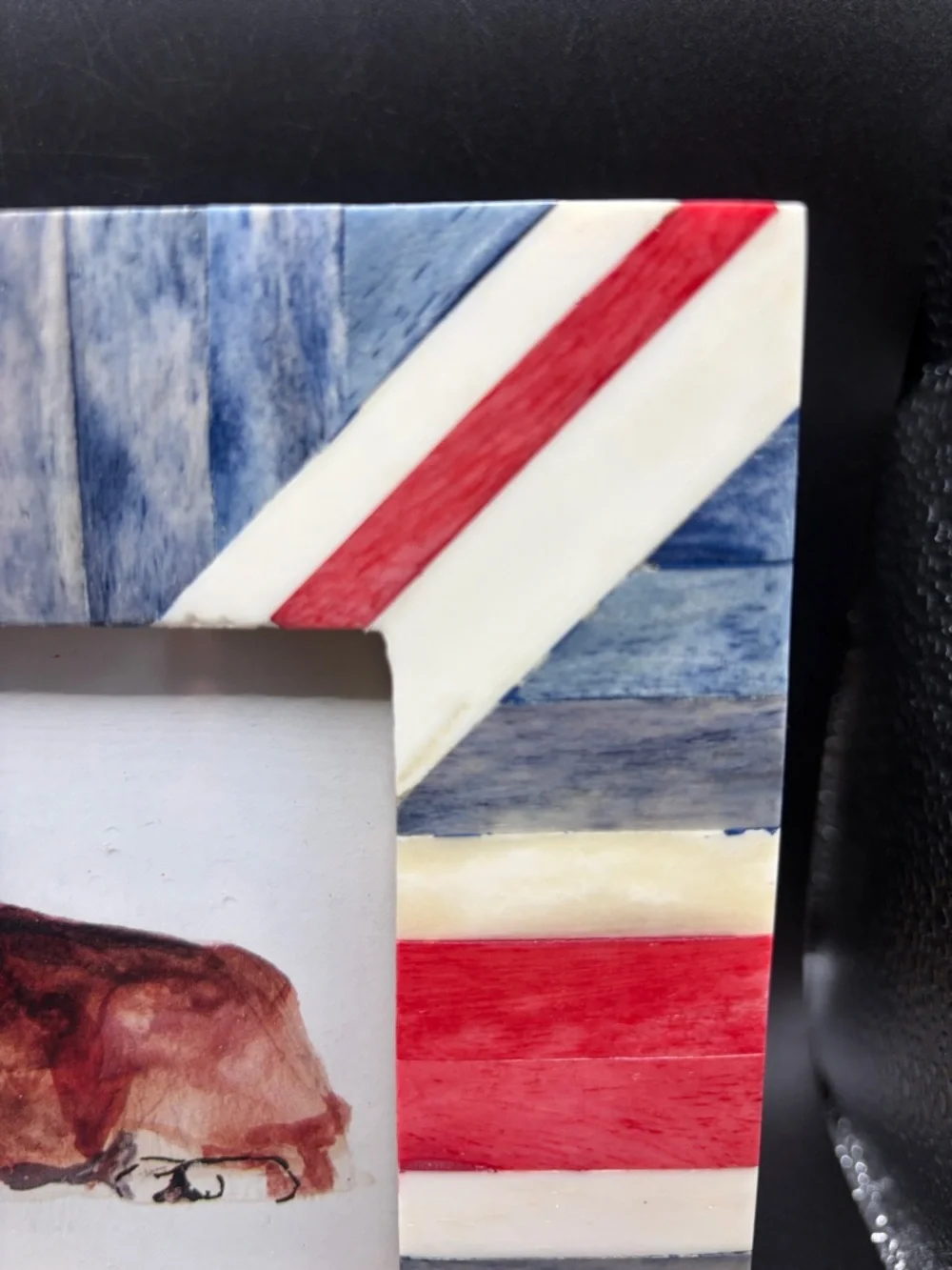 Anthropologie Union Jack Red White Blue Bone Picture Photo Frame Home Decor